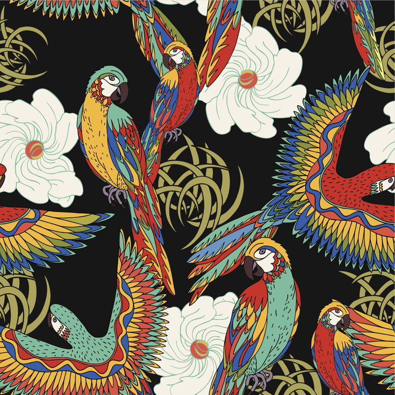 Colorful Parrots by Dudi-art - Wrapped Canvas Print, 91cm H x 91cm W