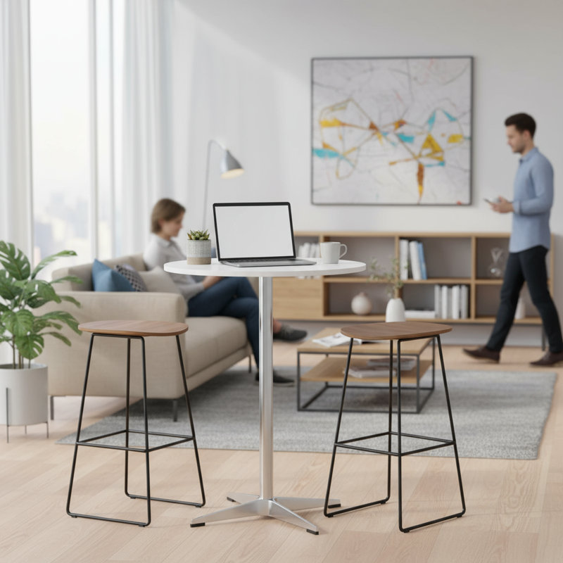 31.5'' W Modern Round Dining Table With Metal Frame and Cross Base, Silver, White/Silver