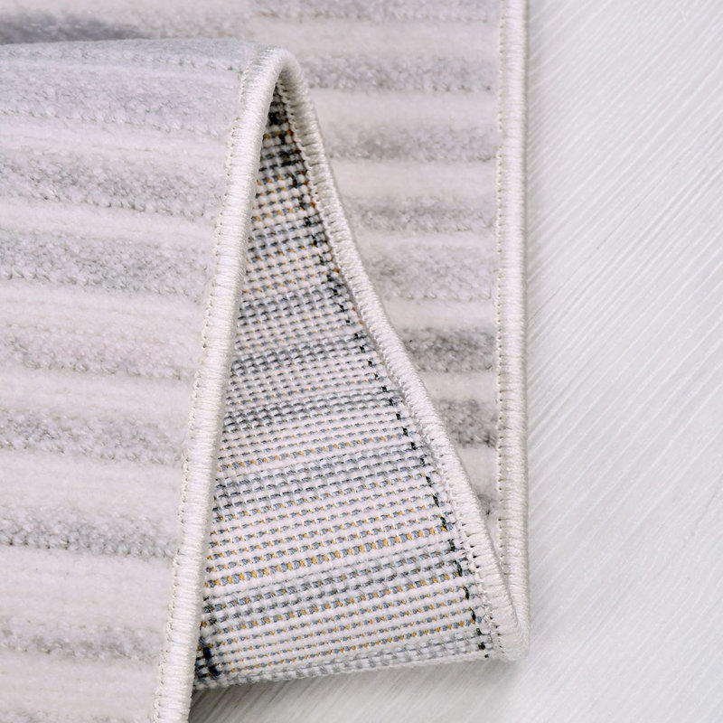 Tapis gris moderne lavable à la machine, Rectangle 4 pi x 6 pi 7 po