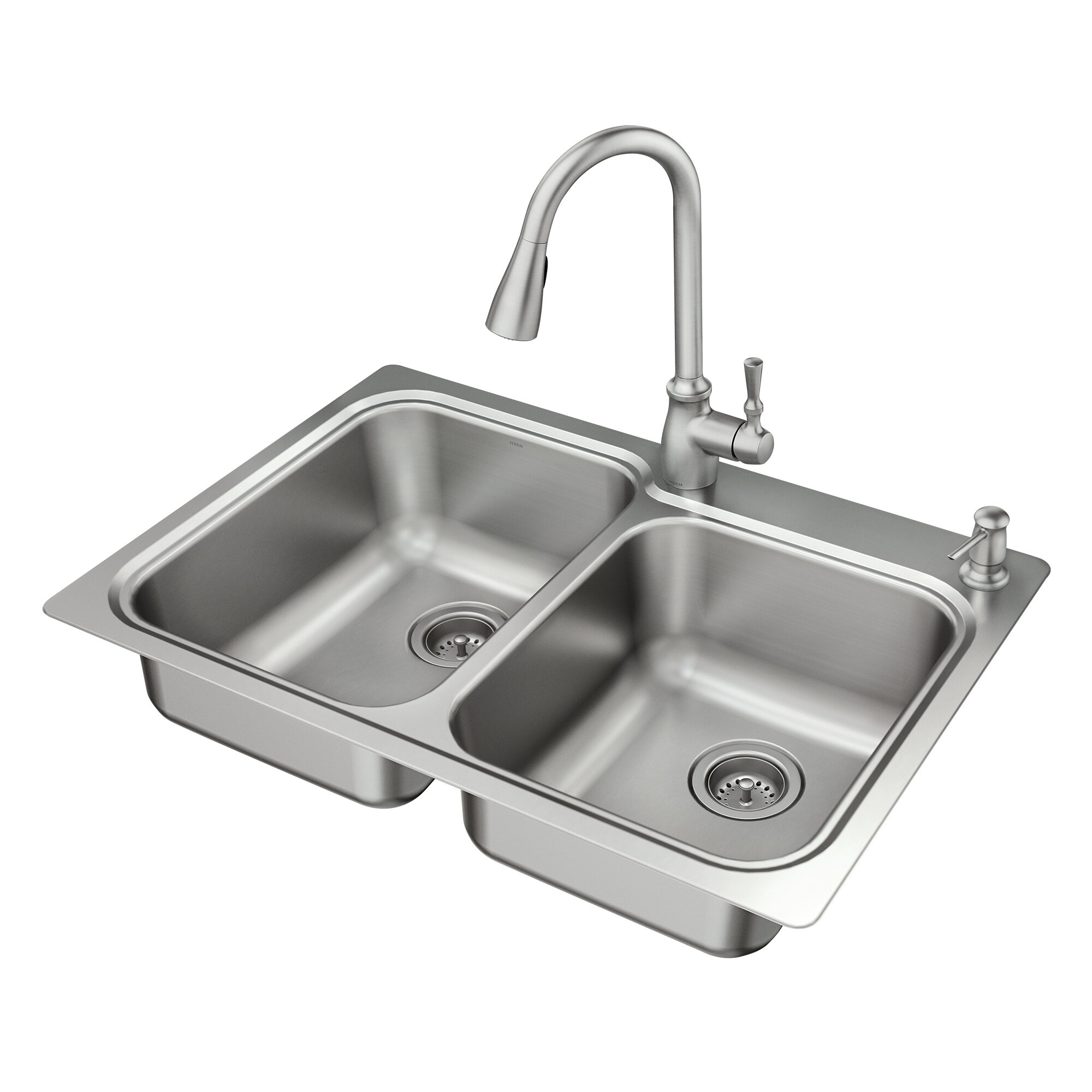 Moen G222163B 2000 Series 33-inch 20 Gauge hotsell Drop-in Double Bowl Kitchen Sink