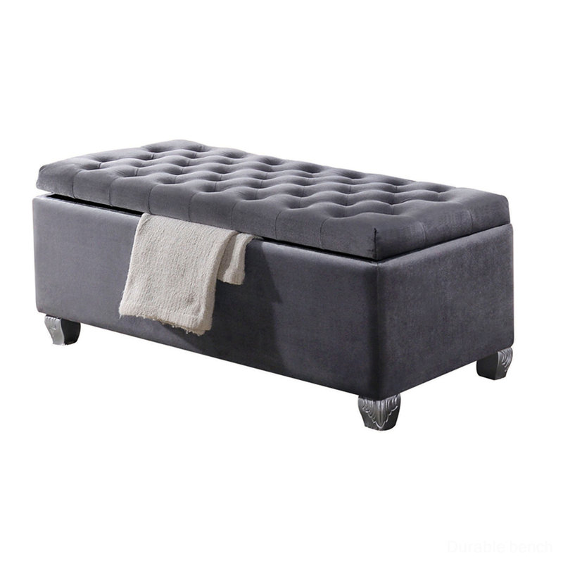 Banc de rangement rembourré en velours Lammie