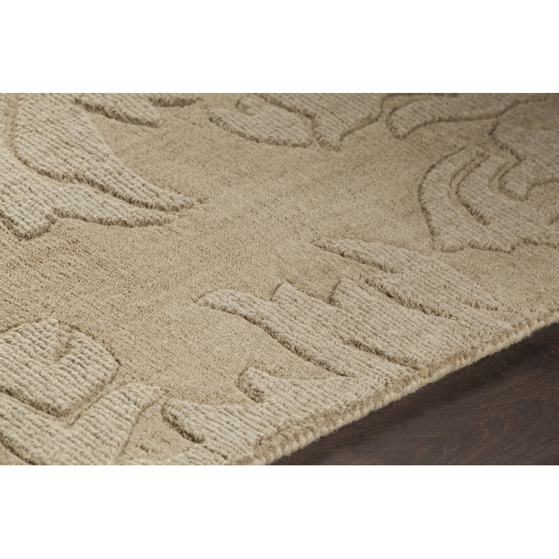 Tapis transitionnel beige en laine touffeté à la main Boris, Rectangulaire 9 pi x 13 pi, Beige