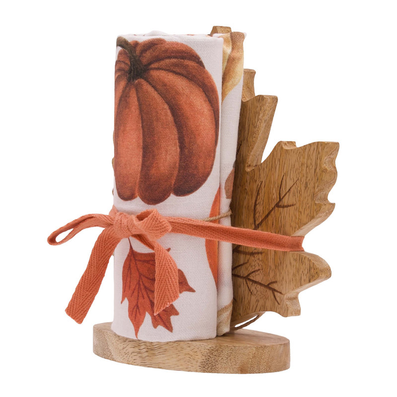 Ensemble-cadeau de serviette d'automne et support Bounteasant Pumpkins