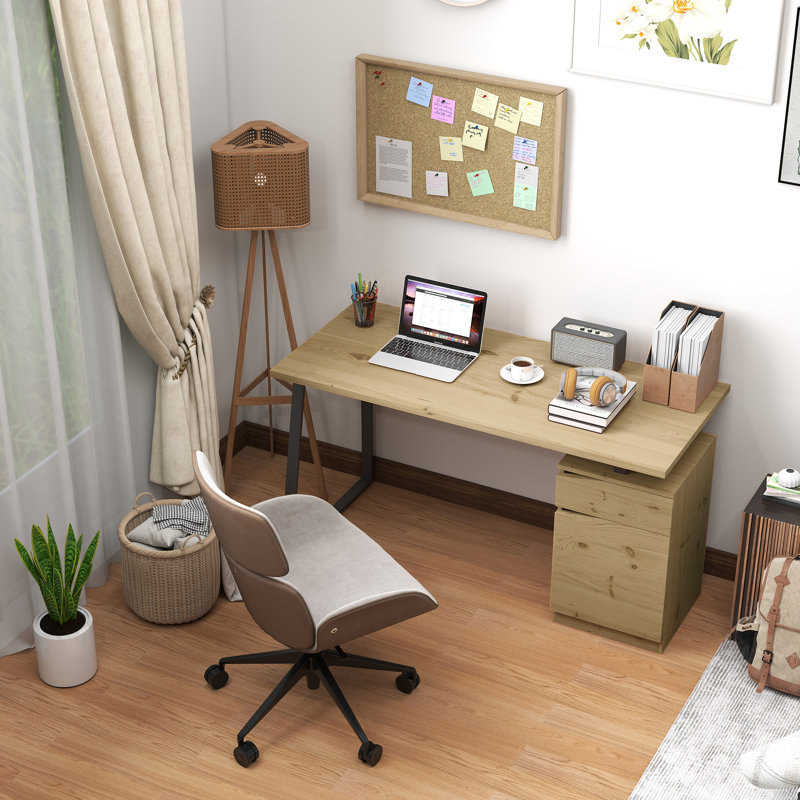 Bureau d'ordinateur de 53 pouces, table d'écriture avec armoire et tiroir