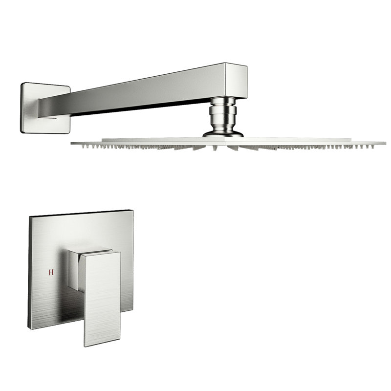 Brushed Nickel Shower Faucet, Wall Mount Installation - Brass, Valve Included Mounted Alternate