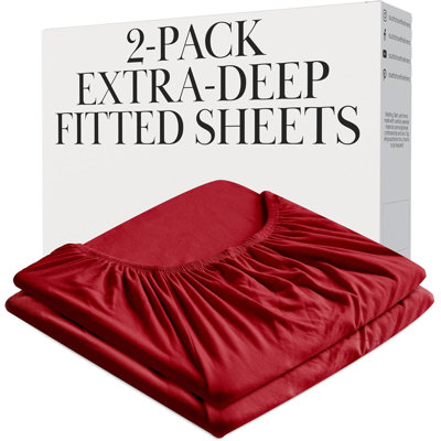 Southshore Fine Linens Vilano Springs Fitted Sheet Set in Chili Pepper Red 110 GSM Double-Brushed Microfiber with 21-Inch Extra-Deep Pocket and Elastic Corners, 2 pcs Fitted Sheets, Full