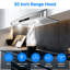 Hotte sous l'armoire Amzchef de 30 pouces, évent de cuisine en acier inoxydable de 700 pi³ / min, installation convertible à 3 voies (évent supérieur / évent arrière / recirculation sans conduit), télécommande tactile, lumières à DEL, filtres a