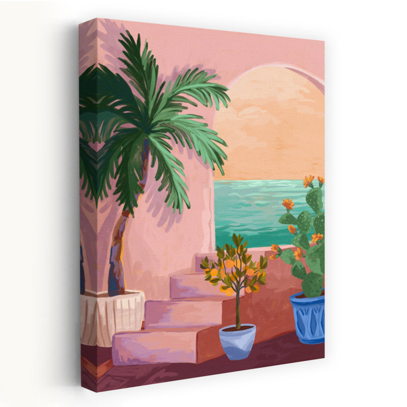 Art contemporain, palmier abstrait, cactus, art floral, H 24 po x l 16 po