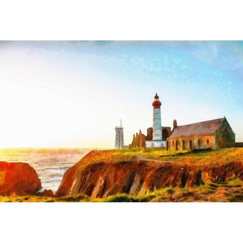 Painted Lighthouse Sunrise - Wrapped Canvas Art Prints, 30cm H x 46cm W x 3.8cm D