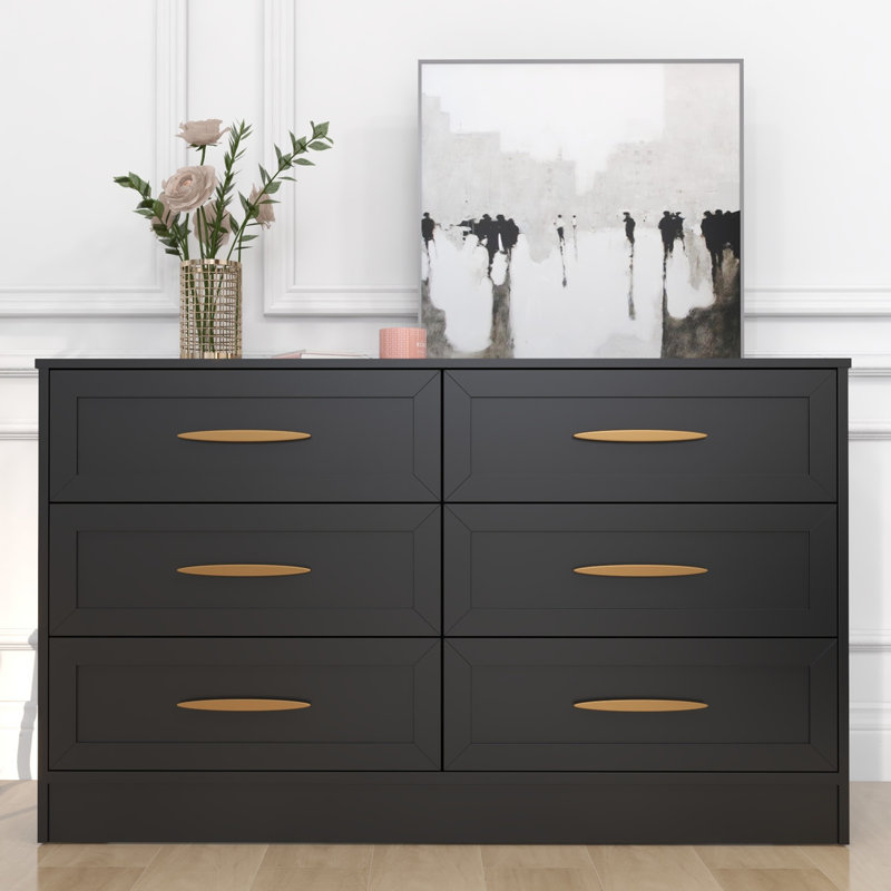 Aylissa 47.2'' W 6 - Drawer Dresser, Black