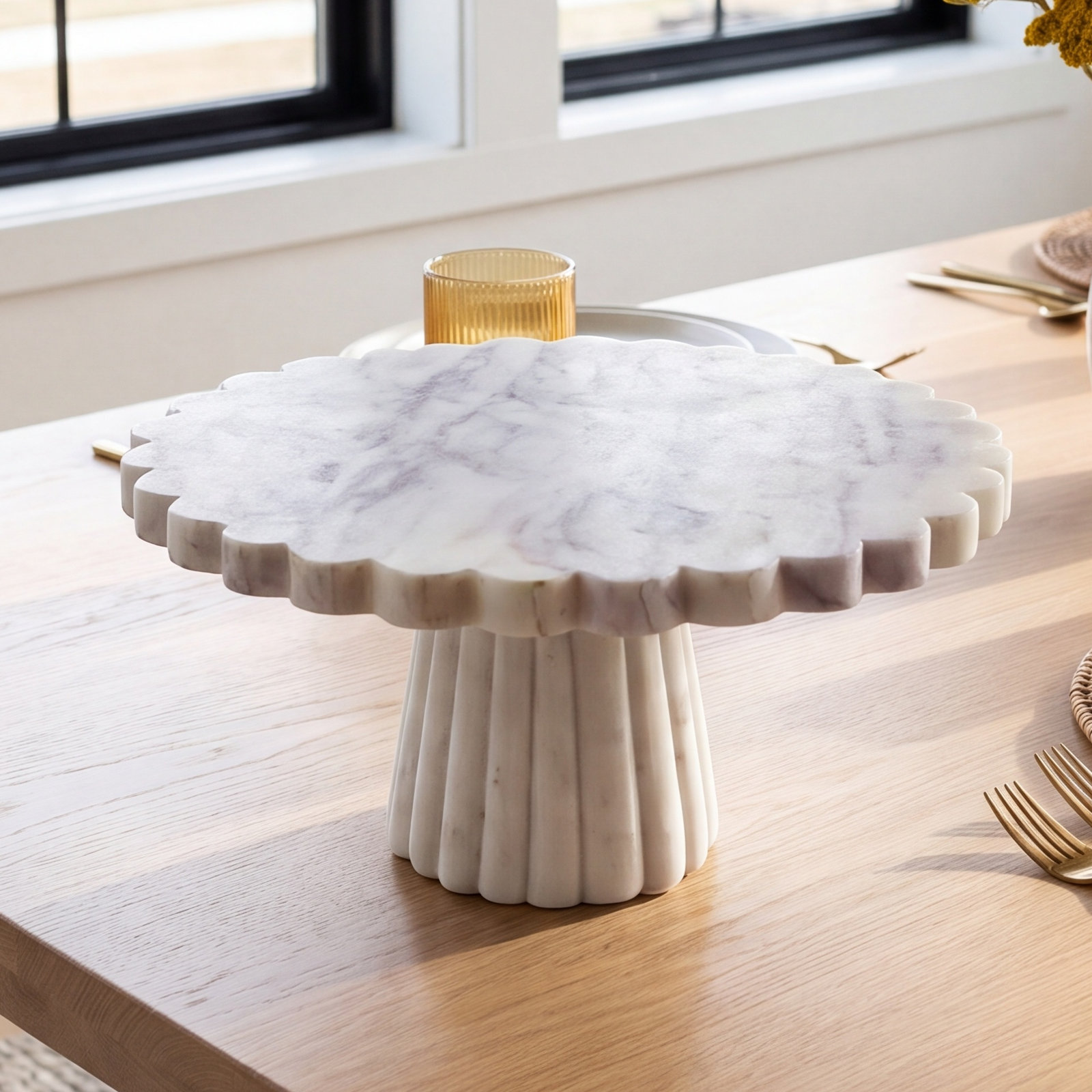Canvas Home Verona Genuine Marble Cake Stand, White