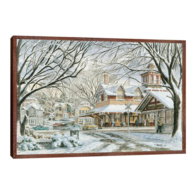 Waiting For The 4:15 by Stanton Manolakas - Print on Canvas, 101.6 cm H x 66.04 cm W, Brown Framed