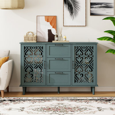 47.23" Buffet Sideboard Cabinet With Storage And Adjustable Shelves For Dining Room And Living Room