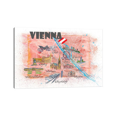«Vienna Vienna Illustrated Map» par Markus et Martina Bleichner, reproduction d'art sur toile tendue