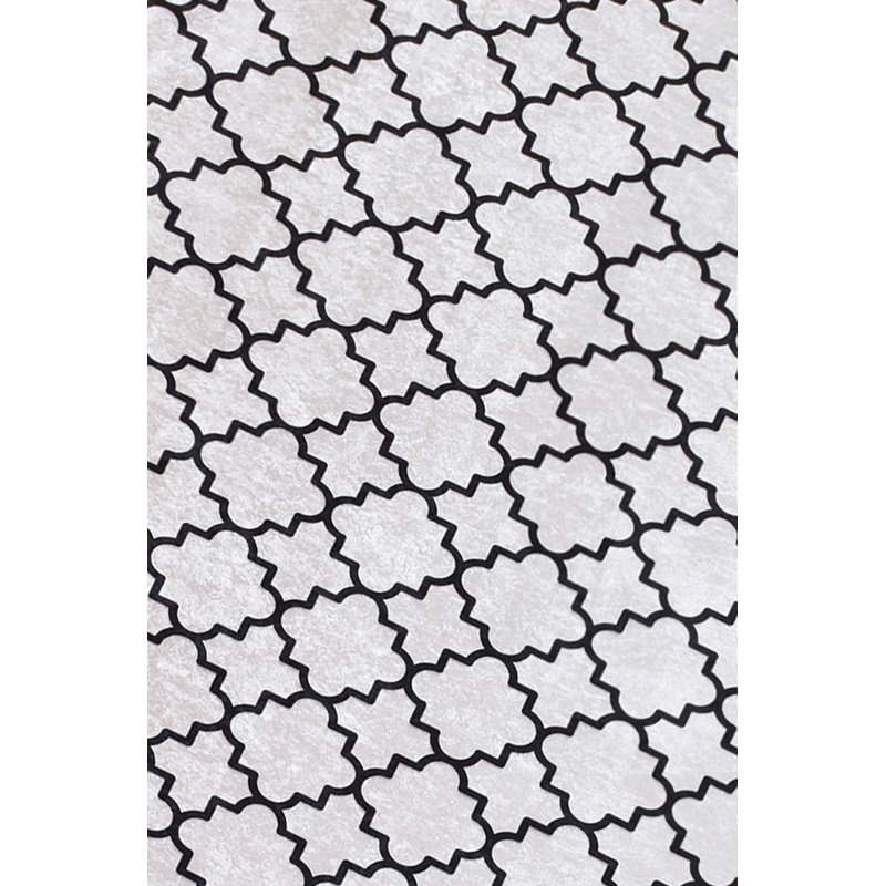 Durable Hall Carpet, 2.6 x 6.6 Feet | 100% Polyester, Total Thickness: 0.4 Inches | Antibacterial, Non-Slip Underside, Machine Washable | Stylish Black and White Design Perfect for Home Entryways & Living Areas