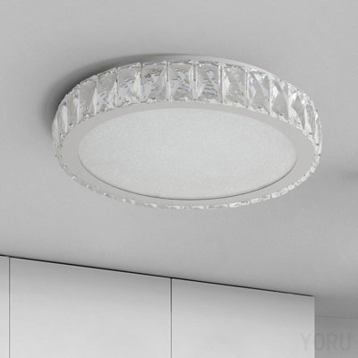 Plafonnier à DEL en cristal, plafonnier encastré de 13,8 po, luminaire moderne à intensité variable de 38 W, économiseur d'énergie, parfait pour le salon, la chambre à coucher et la cuisine
