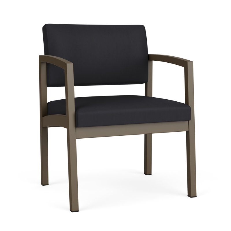 Chaise d'invité en acier Lenox, Bronze, Noir Patriot Plus - nettoyez le vinyle avec un lin