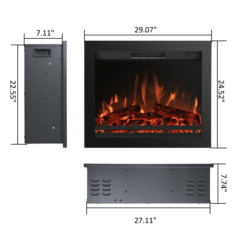 Aaryana Electric Fireplace Insert, 24.52" H x 29.07" W x 7.74" D