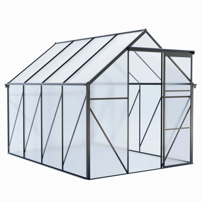 6X8 Ft Polycarbonate Greenhouse Raised Base And Anchor Aluminum Heavy Duty Walk-In Greenhouses For Outdoor Backyard In All Season