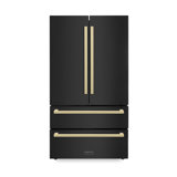 36" Autograph Edition 22.5 Cu. Ft 4-door French Door Refrigerator with Ice Maker in Black Stainless Steel with Champagne Bronze Square Handles