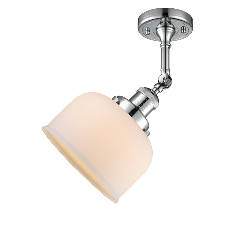 Plafonnier simple semi-encastré 8 lumières Handley, Chrome poli, Boîtier blanc mat, Ampoule non incluse