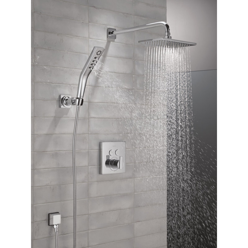 Delta Square Angular Push Button Diverter Shower Valve Trim, Chrome (Valve Not Included), Chrome