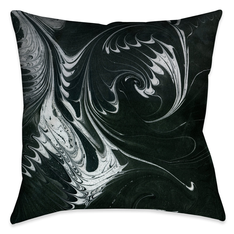 Coussin décoratif à imprimé graphique en marbre noir et blanc, Intérieur