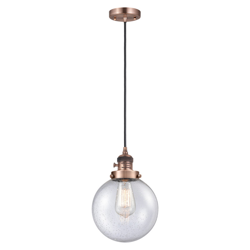 Luminaire suspendu sphère 1 lumière Lorri, DEL, H 131,5 po x l 8 po x P 8 po, Cuivre antique
