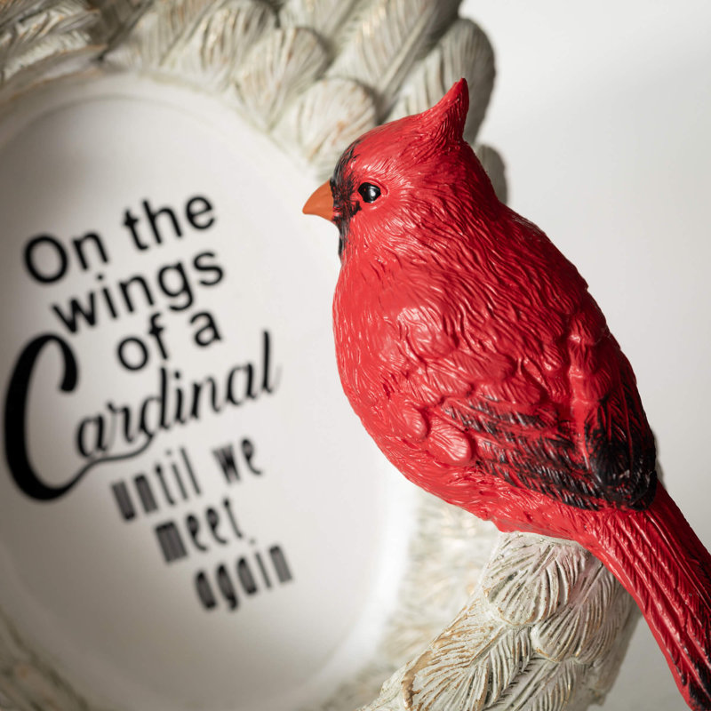 Gray and Red Resin Cardinal Wing Memorial Figurine, 6.5"