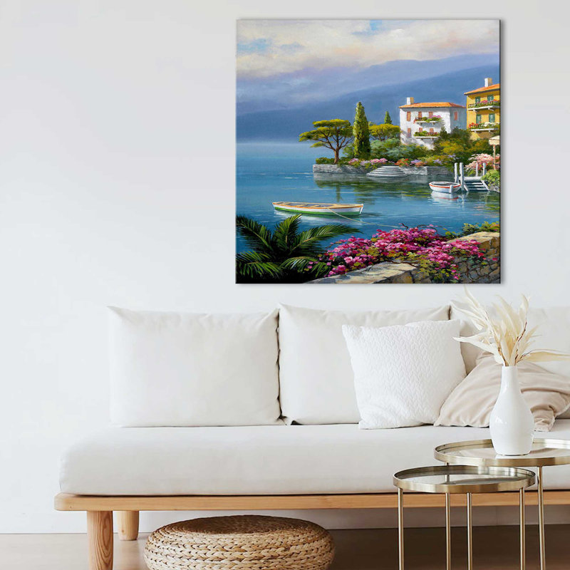 Seaside Bistro Café I par Sung Kim - Peinture, Toile tendue, H 28 po x l 28 po x P 1,5 po