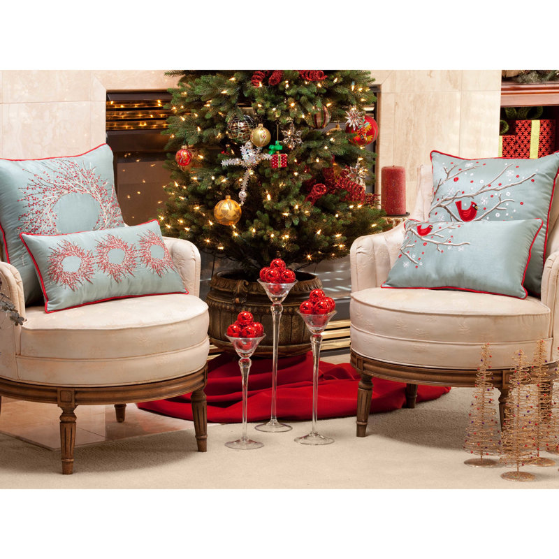 Coussin de noël sous le lit à branches snowy