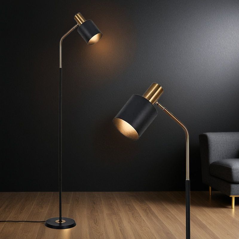 Modern Industrial Floor Lamp With 360° Adjustable Lampshade, 3 Color Temperature Options, E26 Bulb Compatible, Standing Lamp For Living Room, Bedroom, Office