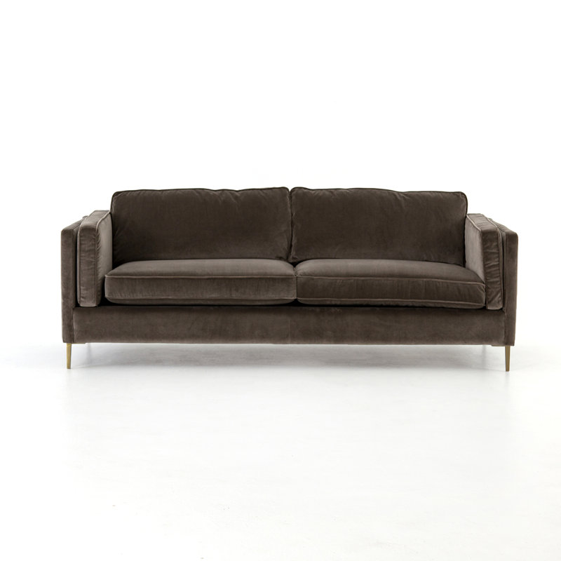 Emery Genuine Leather 84" Square Arm Sofa, Sapphire Birch