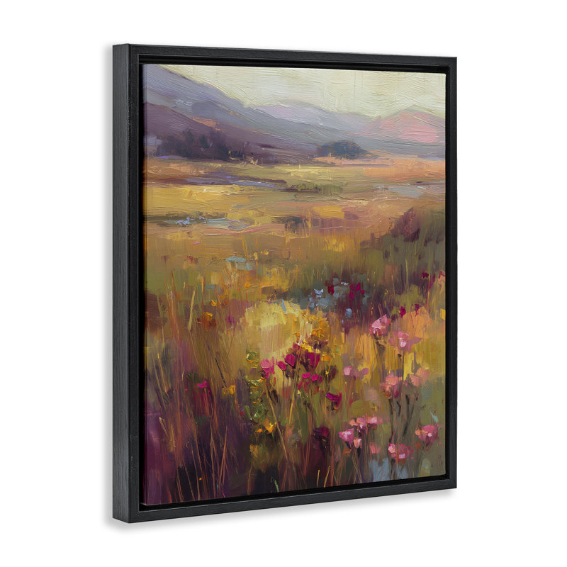 Cadre flottant Golden Waves Of Grass, design par Svetlana Aleynikova, H 21 po x l 17 po, Cadre flottant noir de jais