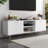 69" White TV Console With 2 Doors, Open Shelf & Gold-Tone Legs