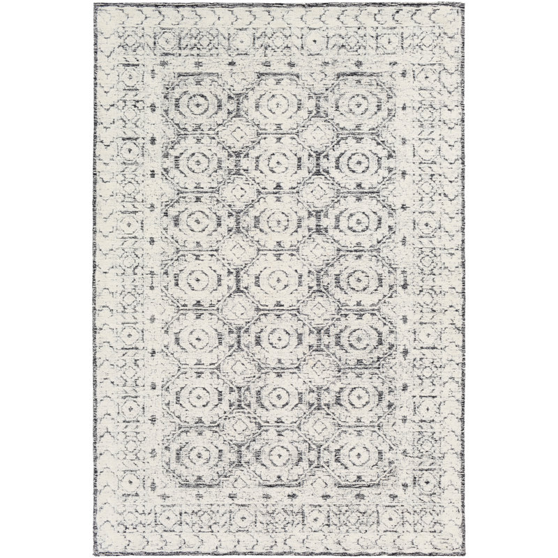 Tapis gris / crème en laine touffeté à la main Corissa, Rectangle 5 pi x 7 pi 6 po