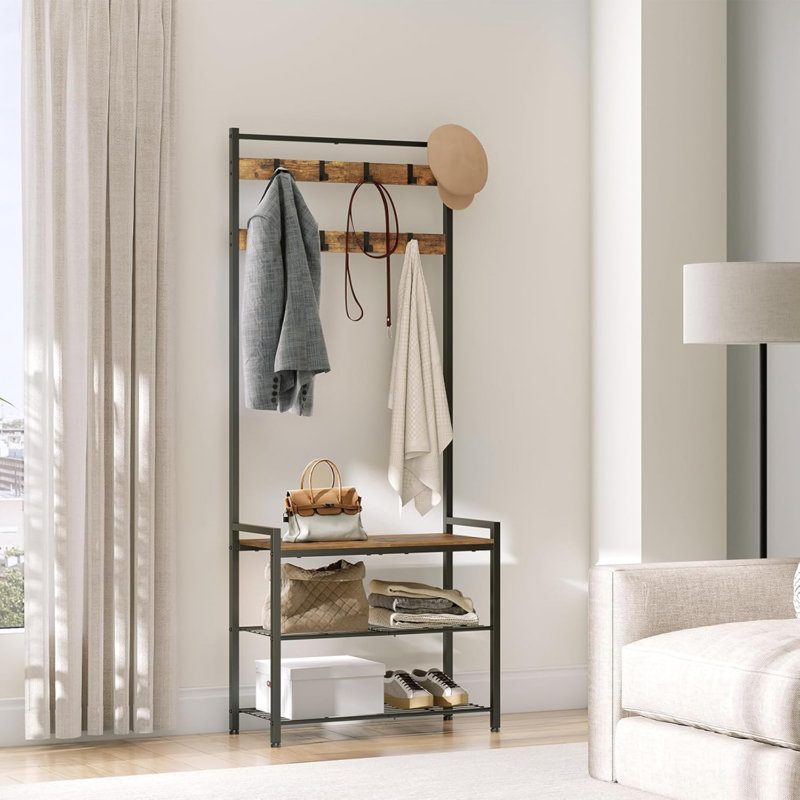 Coat Rack With Shoe Bench, Entryway Bench With Shoe Storage, Multifunctional Entryway Storage Organizer