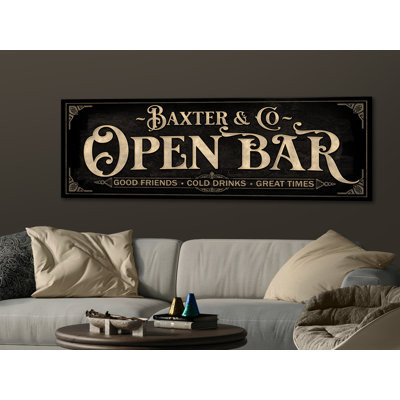 Nom de famille «Open Bar» personnalisé sur métal