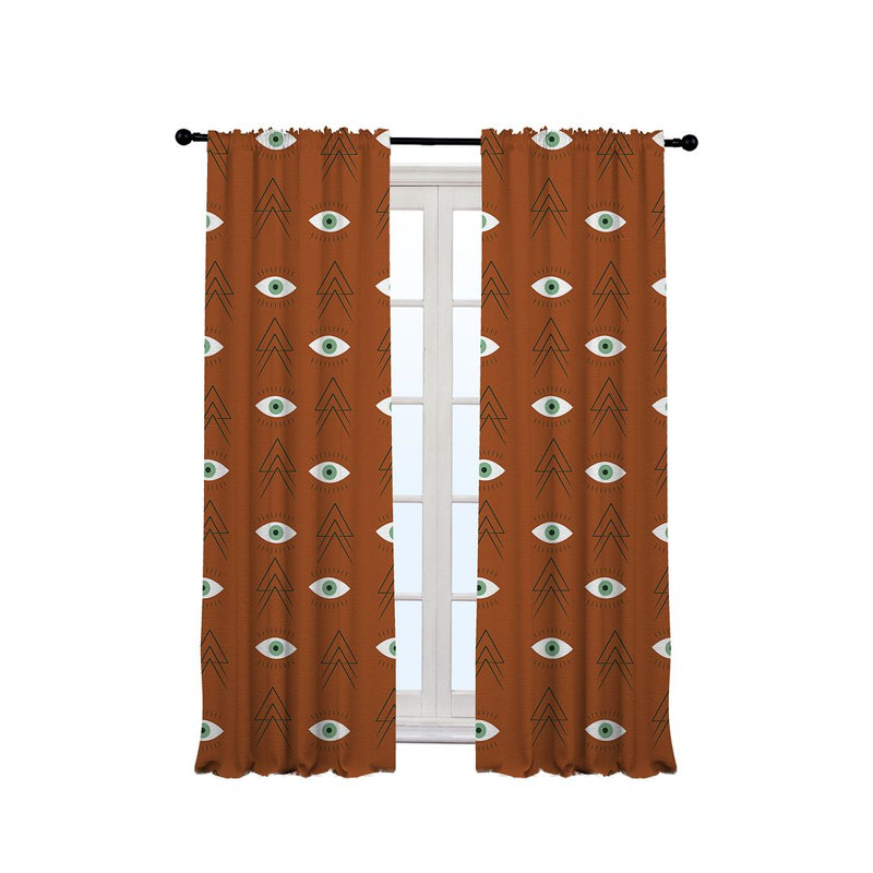 Ania Semi Sheer Curtain Pair, 140cm Width x 175cm Drop, Brick