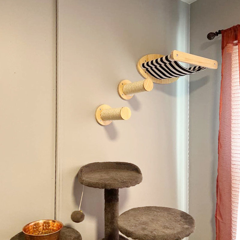 Cat Hammock with 2 Scratching Posts on Wall