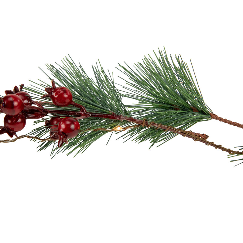 6.5' Pre-Lit Pine and Berry Artificial Christmas Garland with Warm White LED Lights
