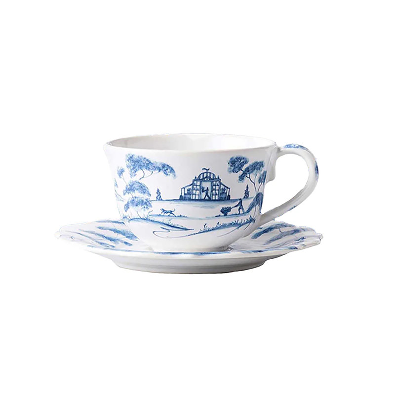 Country Estate Teacup, Delft Blue
