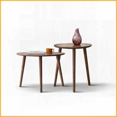 Table basse Mid-Century moderne en chêne massif pour petits espaces - Assemblage facile, capacité de 150 lb Non toxique