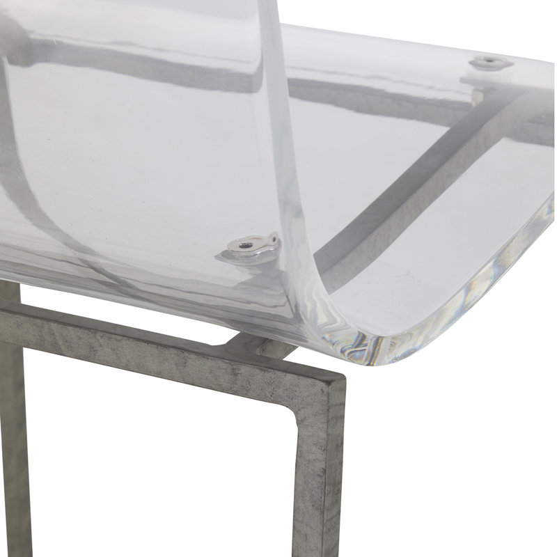 King 24.75" Clear Acrylic and Antique Silver Metal Counter Stool