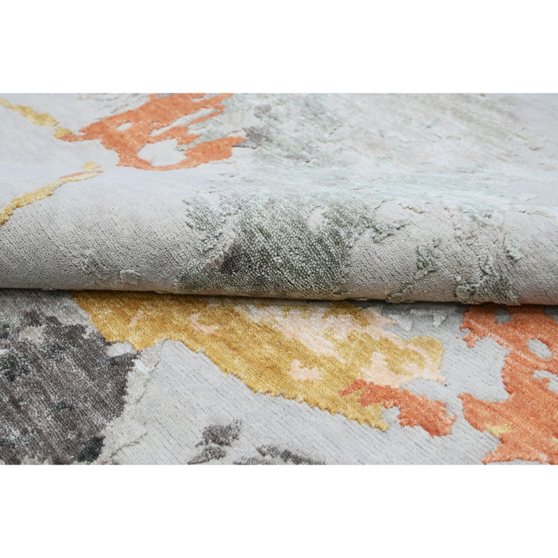 High-Quality Hand-Knotted Natural And Multi Area Rug, Rectangle 5' x 8'