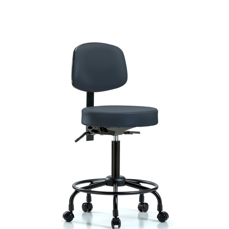 Tabouret de bar Barcus, Roulettes, Bleu impérial