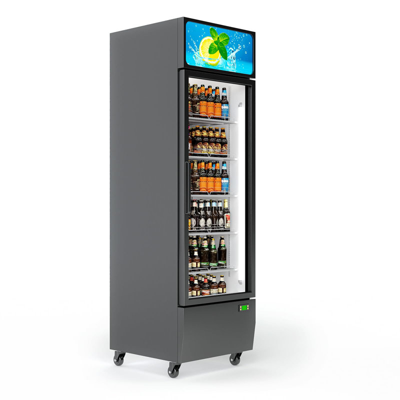 Réfrigérateur commercial à porte vitrée simple 13,1 pieds cubes, glacière verticale de 380 L avec commande numérique pour les magasins et les pubs