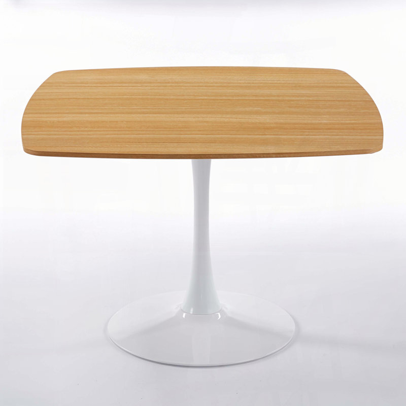 42'' Square Tulip Dining Table for 2-6, Oak Top/White Base, 28.93" H x 42.12" W x 42.12" D