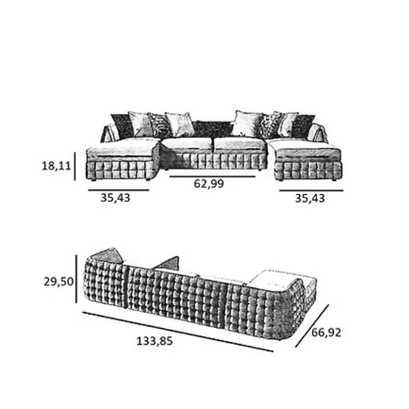 Lamor Upholstered U-Shaped Sectional Symmetrical, Orange Fabric