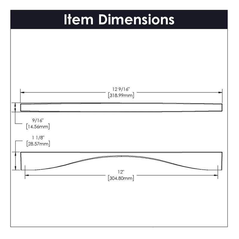 Channel Collection Handle Pull - Cabinet Pull - Contemporary Hardware for Drawers & Cabinets, 12'', Chrome